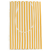 Warm geel en wit smalle strepen medium cadeauzakje (Voorkant)