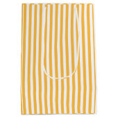 Warm geel en wit smalle strepen medium cadeauzakje (Achterkant)