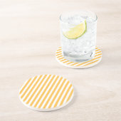 Warm geel en wit smalle strepen zandsteen onderzetter (Zijkant)