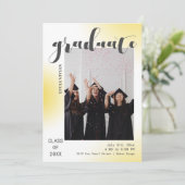 Warm Geel Grijs Achtergrond Foto Afstuderen Kaart (Staand voorkant)