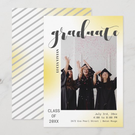 Warm Geel Grijs Achtergrond Foto Afstuderen Kaart (Voorkant / Achterkant)