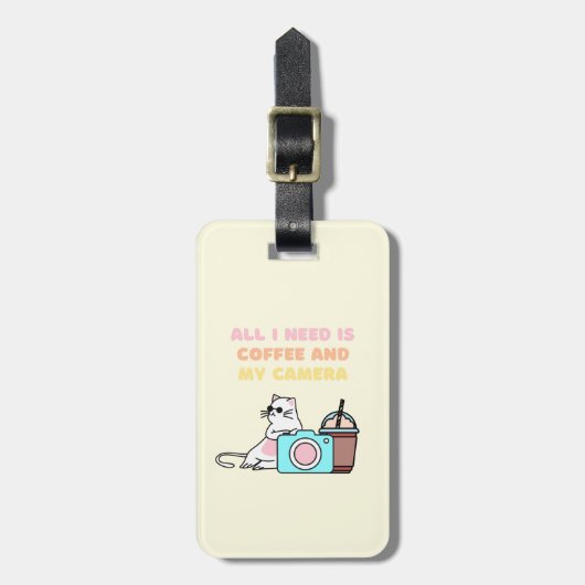 Warm geel kat & camera-Bagagelabel Bagagelabel (Voorkant verticaal)