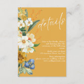 Warm geel Lente Tuin Wildbloemen bruiloft Informatiekaartje (Voorkant)