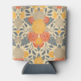 Warm Geel, Oranje en blauw Floral Blikjeskoeler