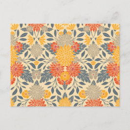 Warm Geel, Oranje en blauw Floral Briefkaart
