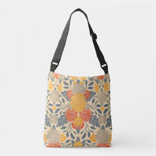 Warm Geel, Oranje en blauw Floral Crossbody Tas