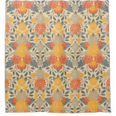 Warm Geel, Oranje en blauw Floral Douchegordijn (Voorkant)
