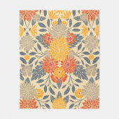 Warm Geel, Oranje en blauw Floral Fleece Deken (Voorkant)