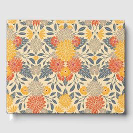 Warm Geel, Oranje en blauw Floral Gastenboek
