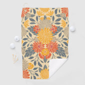 Warm Geel, Oranje en blauw Floral Golfhanddoek (Insitu)