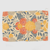 Warm Geel, Oranje en blauw Floral Golfhanddoek (Horizontaal)