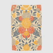 Warm Geel, Oranje en blauw Floral Golfhanddoek (Voorkant)