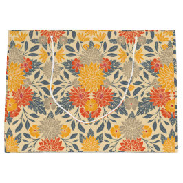 Warm Geel, Oranje en blauw Floral Groot Cadeauzakje