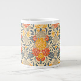 Warm Geel, Oranje en blauw Floral Grote Koffiekop