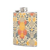Warm Geel, Oranje en blauw Floral Heupfles (Links)