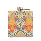 Warm Geel, Oranje en blauw Floral Heupfles (Achterkant)