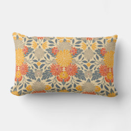 Warm Geel, Oranje en blauw Floral Kussen