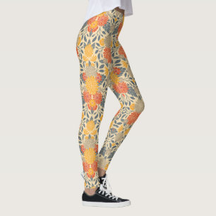 Warm Geel, Oranje en blauw Floral Leggings