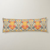 Warm Geel, Oranje en blauw Floral Lichaamskussen (Achterkant)