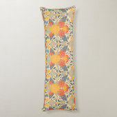 Warm Geel, Oranje en blauw Floral Lichaamskussen (Achterkant (Verticaal))
