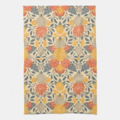 Warm Geel, Oranje en blauw Floral Theedoek (Verticaal)