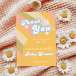 Warm geel Retro Bedankt Teken Levendig