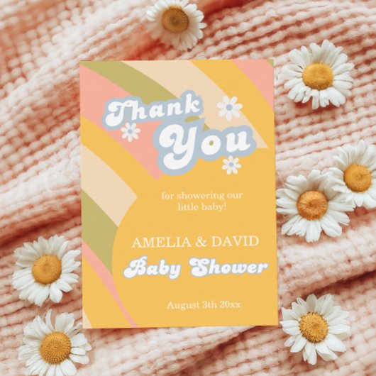 Warm geel Retro Bedankt Teken Levendig