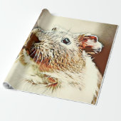 warm gekleurd cavia cadeaupapier (Uitgerold)