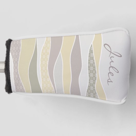 Warm gekleurde golven Naam toevoegen Golfheadcover (Voorkant)