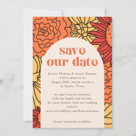 Warm Gekleurde Grote Bloemboog save the date Kaart