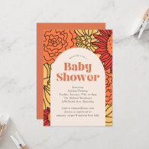 Warm gekleurde grote bloemenboog Baby shower