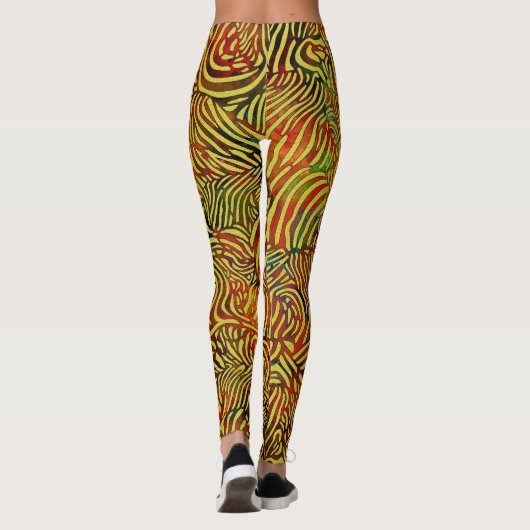 Warm gekleurde Zebra Stripes Leggings (Achterkant)
