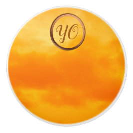 Warm-gele Oranje wolken Fotomonogram Keramische Knop
