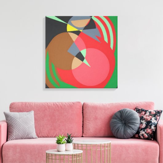 Warm Geometric Abstract Canvas Print (Insitu (Woonkamer))