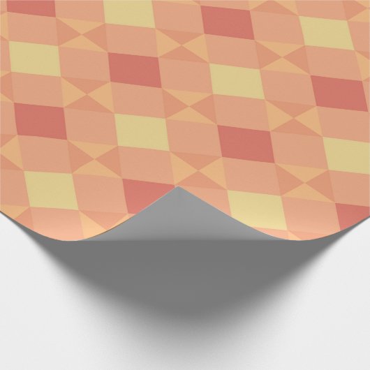 Warm Geometric Diamond Pattern in Peach & Terracot Cadeaupapier (Hoek)