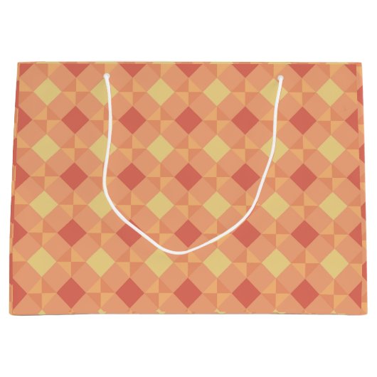 Warm Geometric Diamond Pattern in Peach & Terracot Groot Cadeauzakje (Voorkant)