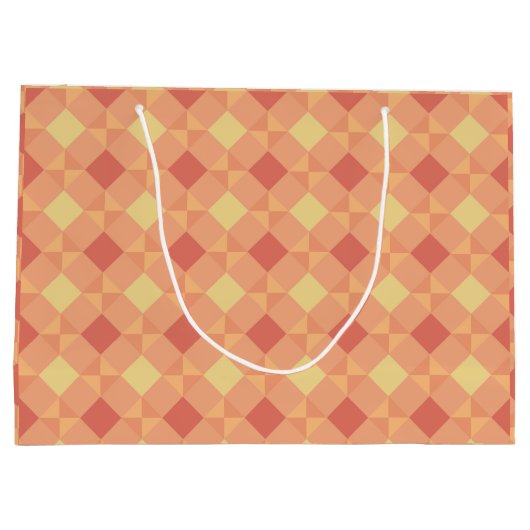 Warm Geometric Diamond Pattern in Peach & Terracot Groot Cadeauzakje (Achterkant)
