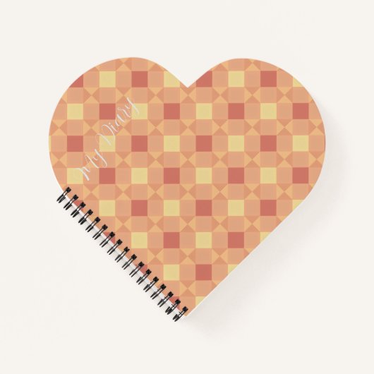 Warm Geometric Diamond Pattern in Peach & Terracot Notitieboek (Voorkant)