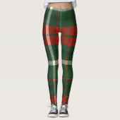 Warm geplakt ontwerp in rood, groen en wit leggings (Voorkant)