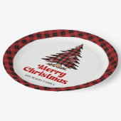 Warm geruite kerstboom feest papieren bord (Gekanteld)