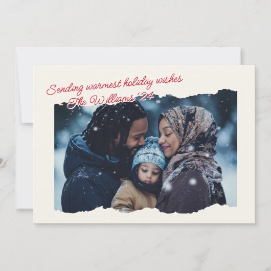 Warm Geruite Moderne Foto Script Feestdagenkaart (Voorkant)