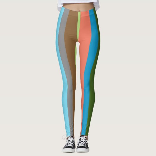 Warm gestreepte kleurtinten leggings (Voorkant)