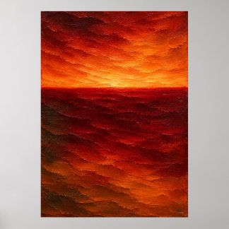 Warm gestructureerd horizon abstract in karmozijn poster