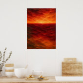 Warm gestructureerd horizon abstract in karmozijn  poster (Keuken)