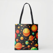 Warm getinte kosmische cartoonkunst tote bag (Voorkant)
