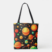 Warm getinte kosmische cartoonkunst tote bag (Achterkant)