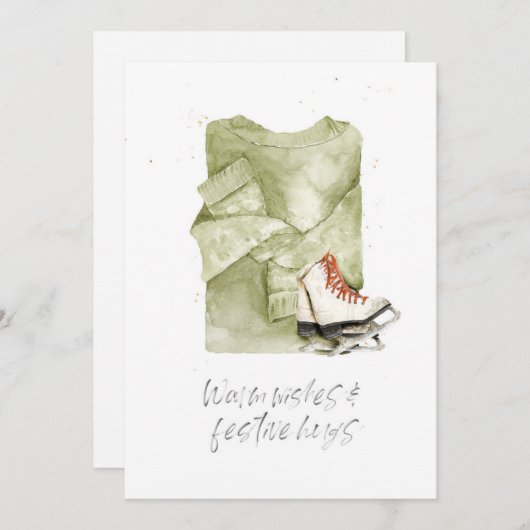 Warm-gewas en feestelijke Waterverf Feestdagenkaart (Voorkant / Achterkant)