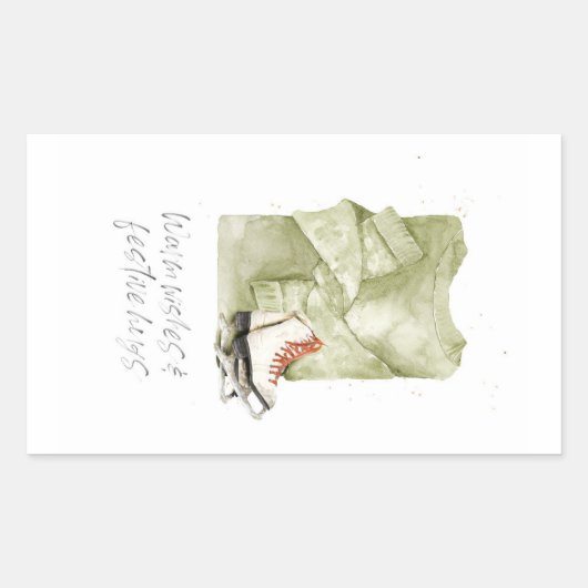 Warm-gewas en feestelijke Waterverf Rechthoekige Sticker (Voorkant)