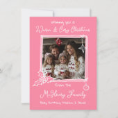 Warm & Gezellig Hand getrokken Doodle Foto Kerst K Kaart (Voorkant)