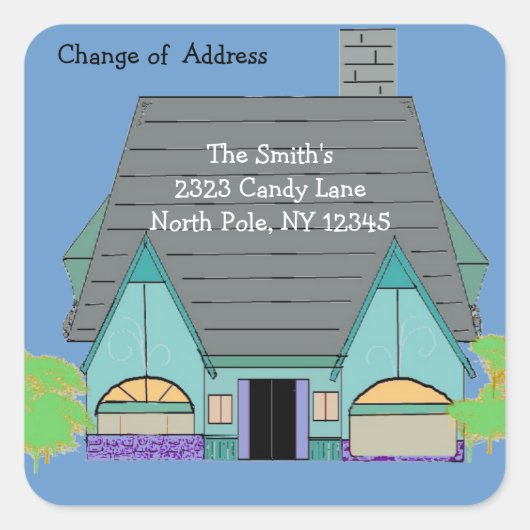Warm Gezellig Huis Adreswijziging Vierkante Sticker (Voorkant)